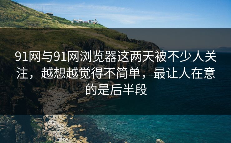91网与91网浏览器这两天被不少人关注，越想越觉得不简单，最让人在意的是后半段